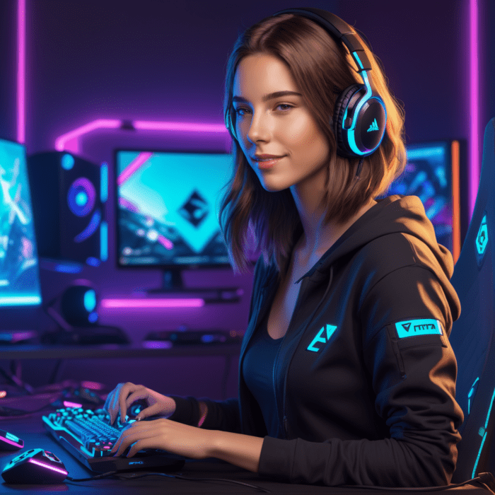 Personalisierte Geschenke mit künstlicher Intelligenz: Hobbies aktiv und strategisch - personalisierte Motive für Frauen mit KI erstellen - Motiv: Gamerin l Entdecke einzigartige Geschenke für aktive Frauen - Feiere die einzigartigen Talente und Leidenschaften deiner Liebsten! l Besondere Fotogeschenke