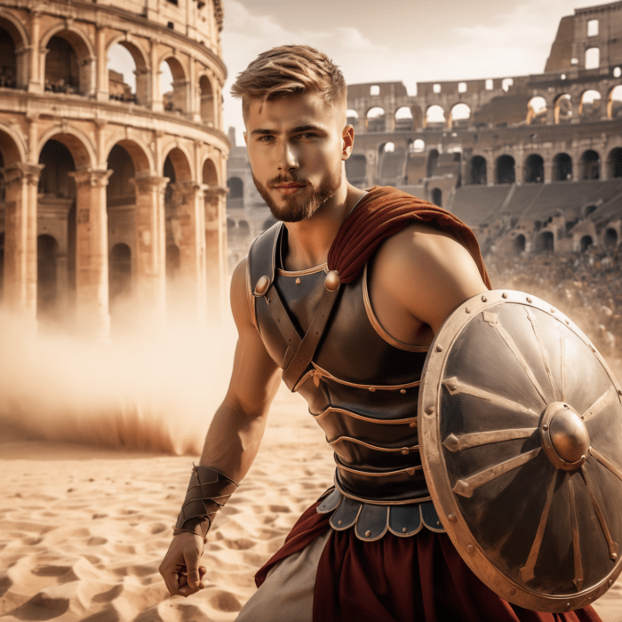 Personalisierte Geschenke mit künstlicher Intelligenz: Action-Fime - personalisierte Motive für Männer mit KI erstellen - Motiv: Gladiator) l Persönliche Geschenke für Männer - Persönliche Geschenkideen l KI Fotos generieren und besonderes Geschenk für Filmfans erstellen!