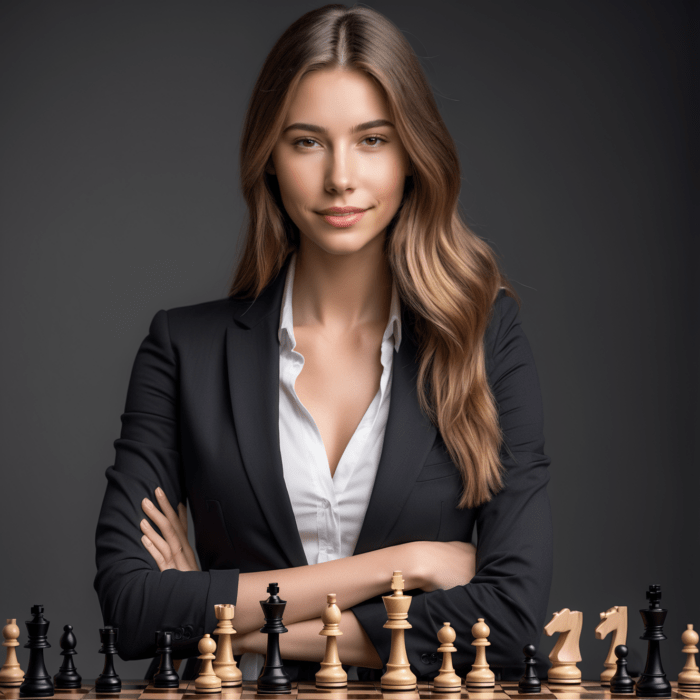 Personalisierte Geschenke mit künstlicher Intelligenz: Hobbies aktiv und strategisch - personalisierte Motive für Frauen mit KI erstellen - Motiv: Schachspielerin l Entdecke einzigartige Geschenke für aktive Frauen - Feiere die einzigartigen Talente und Leidenschaften deiner Liebsten! l Besondere Fotogeschenke