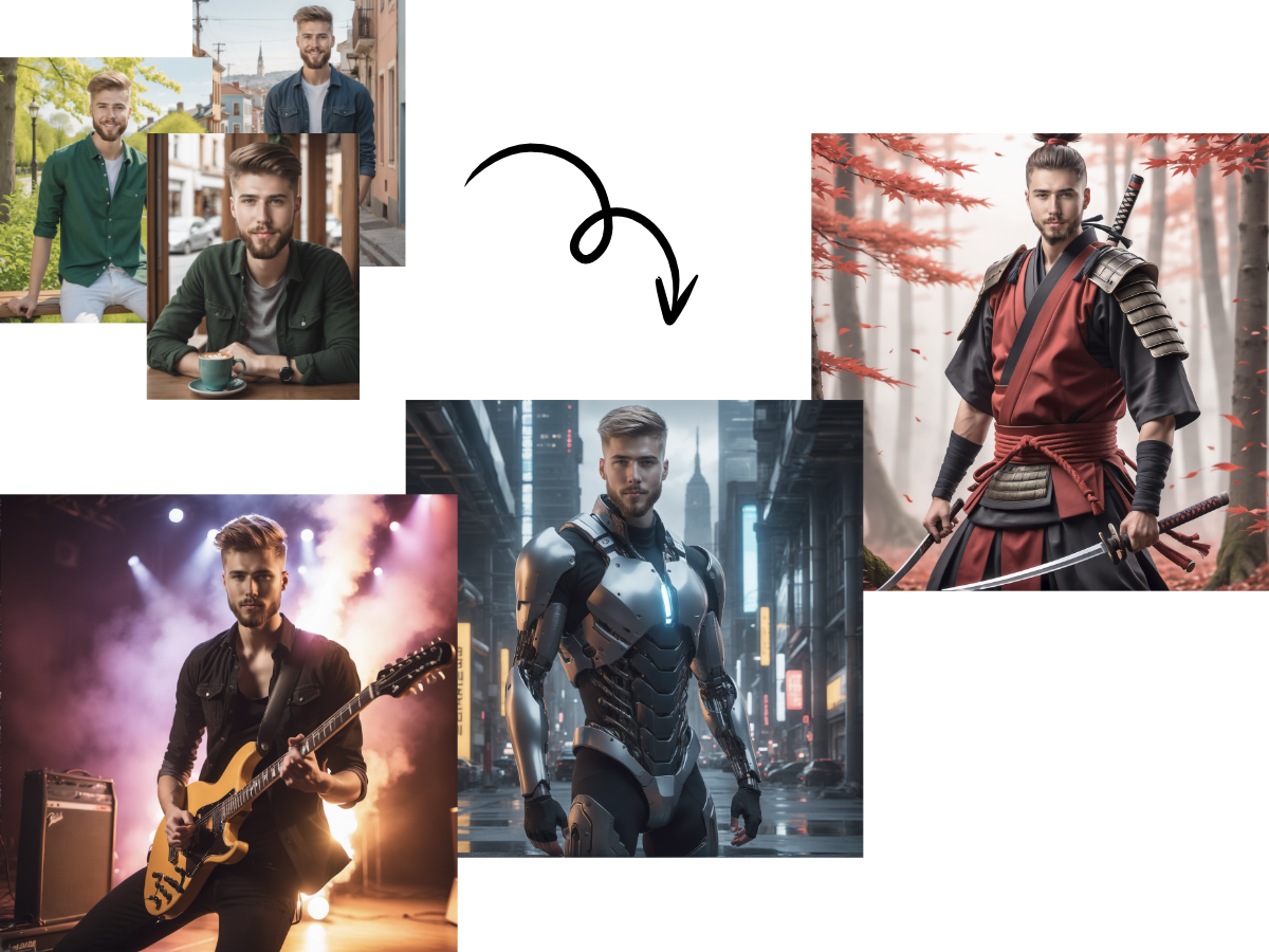 Startseite Showcase Männer transparent Aus nur 6 Fotos mit KI Bildgenerierung unendlich viele Motive generieren l Personalisierte Fotogeschenke für Weihnachten l Persönliche Geschenke für Frauen mit KI erstellen l Ausgefallene Fotogeschenke