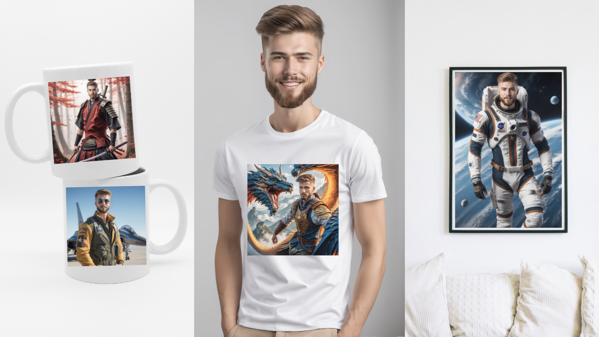 Film- und Serienfans Beispiele Produktplatzierung So kannst du personalisierte Tassen, personalisierte T-Shirts und personalisierte Poster für Filmfans und Serienfans mit KI erstellen l Bilder mit KI erstellen l Persönliche Geschenke l Besondere Geschenke l KI Fotos erstellen l Tassen bedrucken l Tasse bedrucken lassen l T-Shirt bedrucken l T Shirt bedrucken Fotos l T Shirt bedrucken